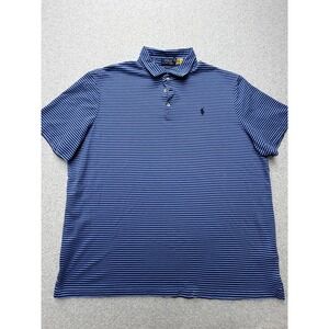 Polo Ralph Lauren Polo Shirt Mens 2XL Blue Navy Striped Classic Fit Cotton‎